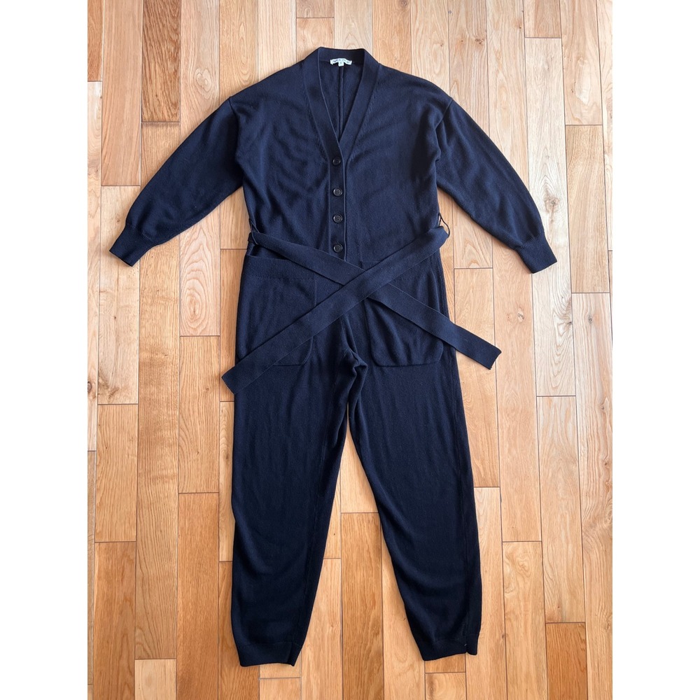 Alex Mill Sweater Jumpsuit Black Wool Cotton Belted Long Sleeve Womens Small - Picture 2 of 8